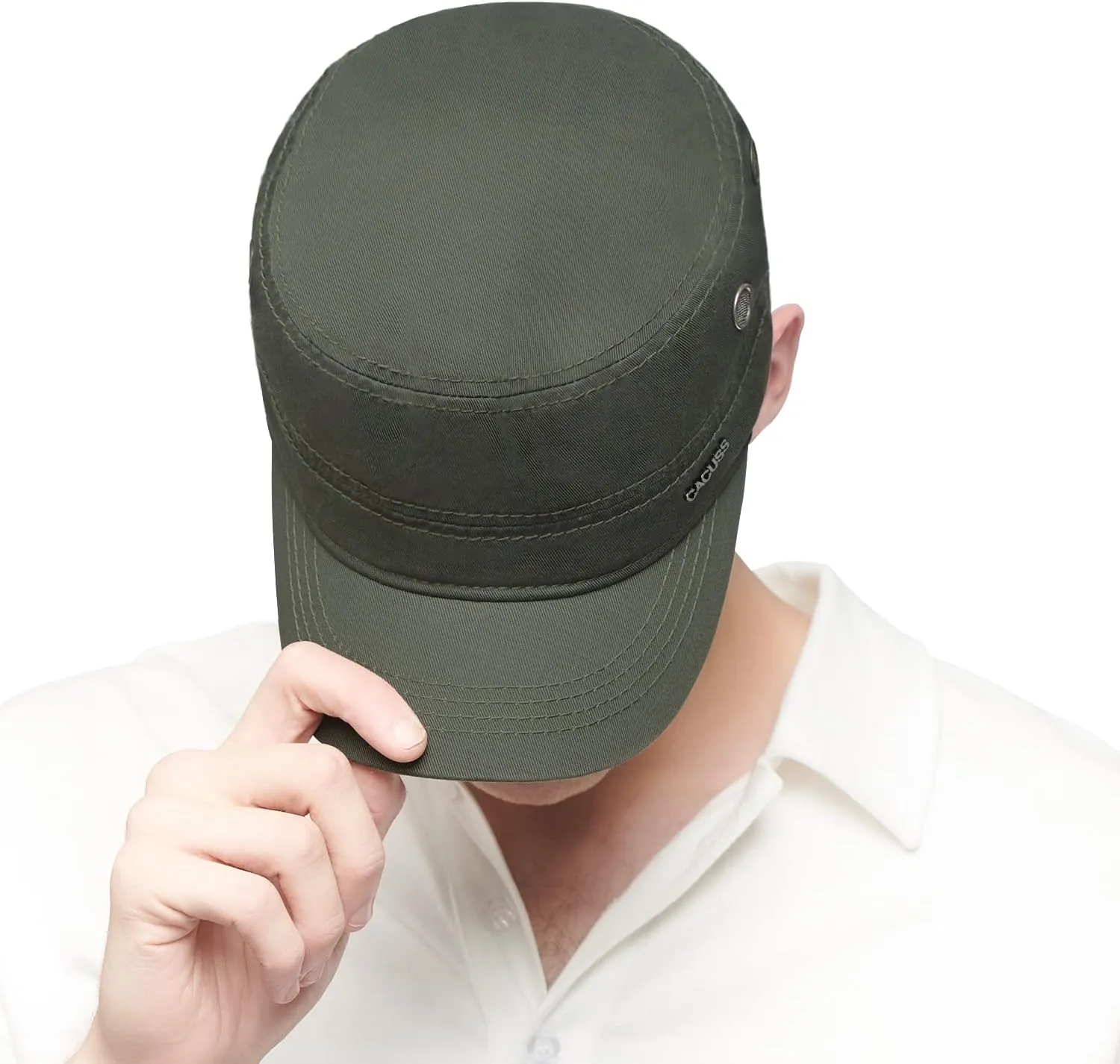 CACUSS Men's Cotton Army Cap Cadet Hat Trucker Dad Hat Military Flat Top Adjustable Classic Baseball Cap