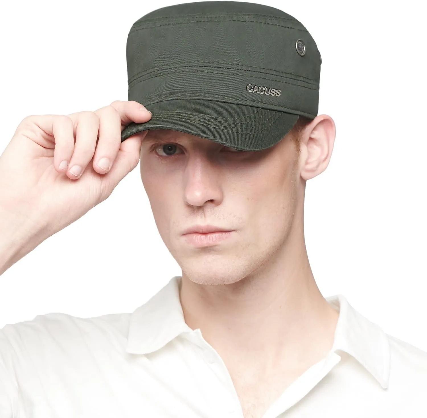 CACUSS Men's Cotton Army Cap Cadet Hat Trucker Dad Hat Military Flat Top Adjustable Classic Baseball Cap