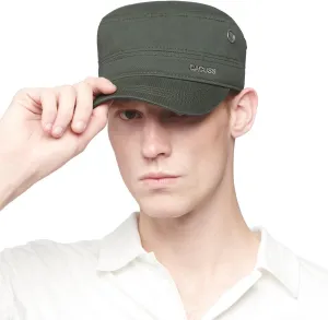 CACUSS Men's Cotton Army Cap Cadet Hat Trucker Dad Hat Military Flat Top Adjustable Classic Baseball Cap