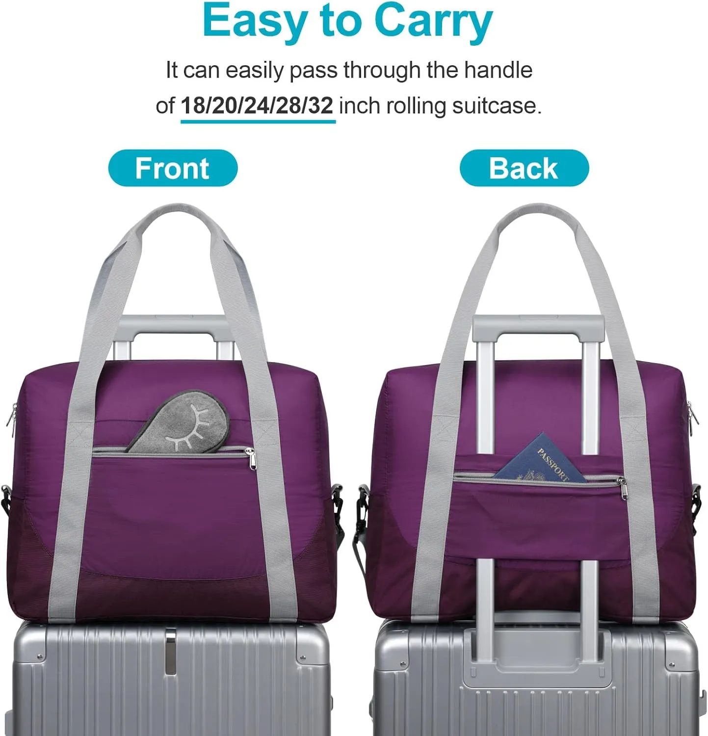 Cambond Personal Item Travel Bag - 30L Spirit Airlines Personal Item - 18x14x8 for 1-3 Day Short Trips, Lightweight Compact Underseat Foldable Travel Duffel Carry On Bag with Shoulder Strap