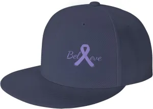 Cancer Believe Esophageal Cancer Periwinkle Ribbon Fashion Flat Cap Adujstable Men Women Baseball Caps Outdoor Navy Blue