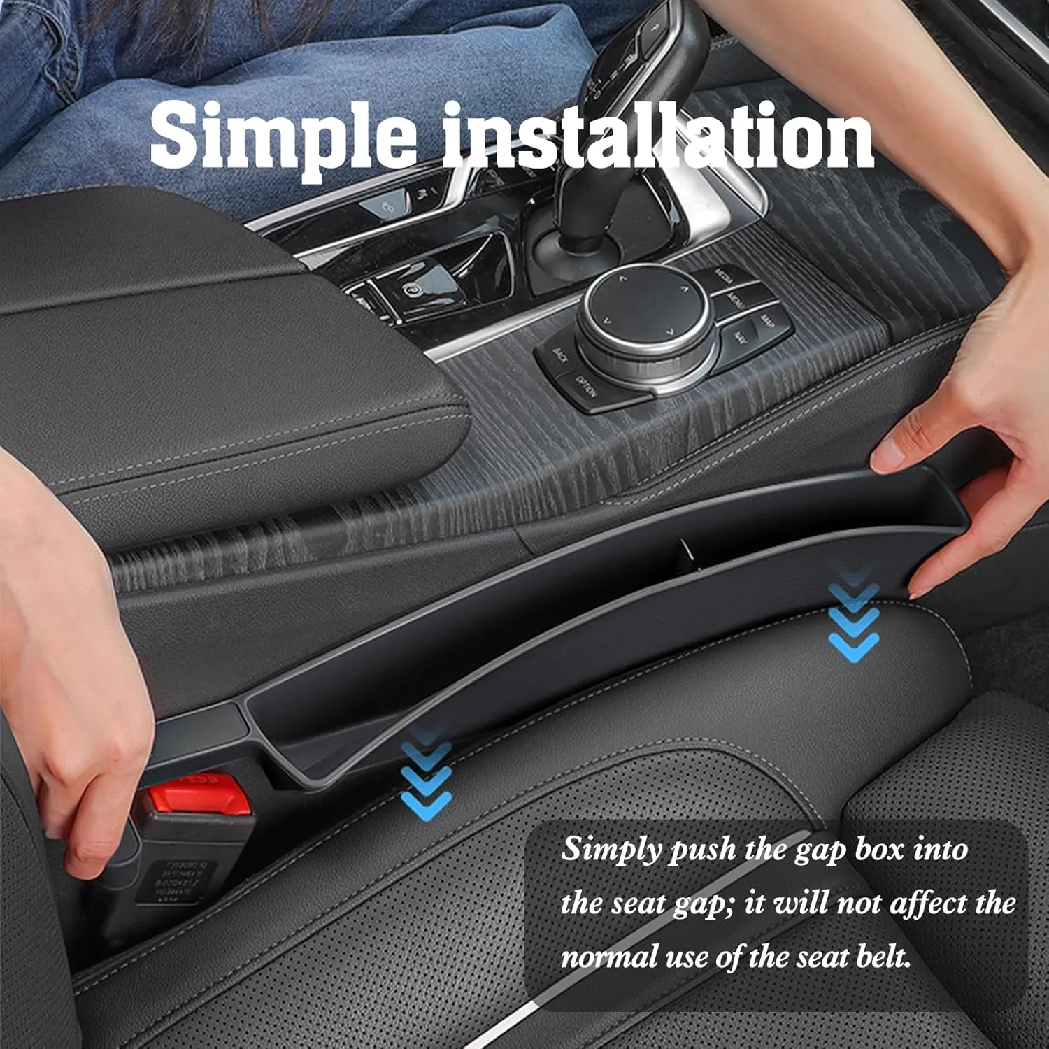 Car Seat Gap Filler Organizer 2 Pack with Storage Pouch, Seat Gap Filler Organizer for Automotive, Car Organizer Suitable for SUV and Sedan, Storage for Coins & Glasses & Keys.(Black)