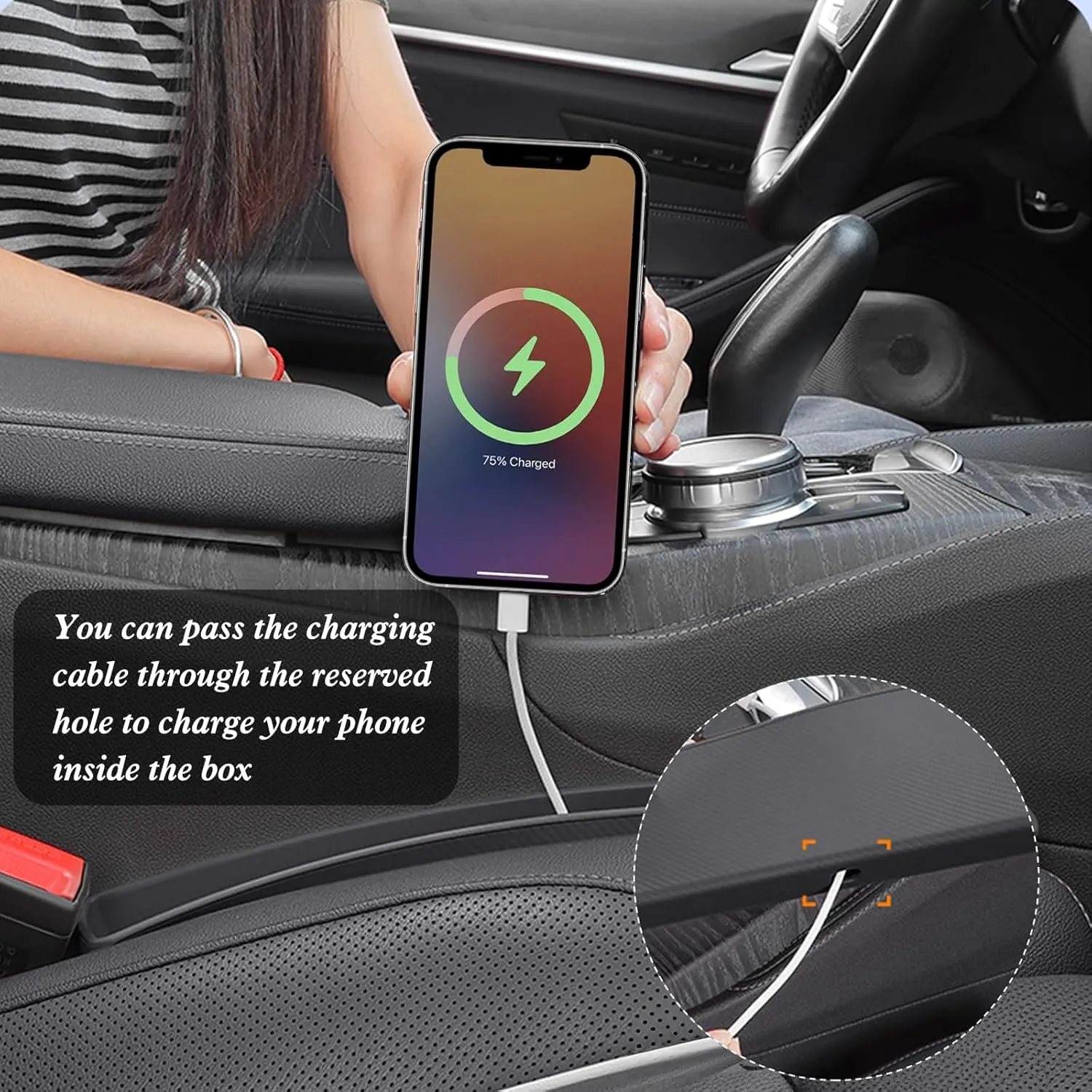 Car Seat Gap Filler Organizer 2 Pack with Storage Pouch, Seat Gap Filler Organizer for Automotive, Car Organizer Suitable for SUV and Sedan, Storage for Coins & Glasses & Keys.(Black)
