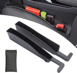 Car Seat Gap Filler Organizer 2 Pack with Storage Pouch, Seat Gap Filler Organizer for Automotive, Car Organizer Suitable for SUV and Sedan, Storage for Coins & Glasses & Keys.(Black)