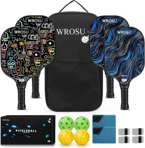 Carbon Fiber Pickleball Paddles Set of 4 or 2 Rackets,USAPA Approved Carbon Fiber Surface Pickle Ball Equipment Sets PP Honeycomb Core Pickleball Rackets & Accessories for Men,Women,Kids,Adults