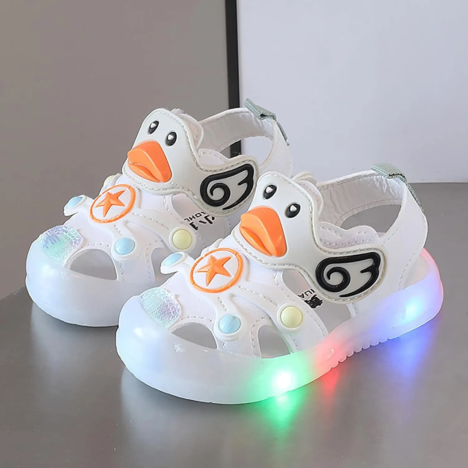Cartoon Lights up Sandals for Toddler Baby Infant Lightweight Trendy Non Slip Flat Shoes Barefoot Casual Sandals
