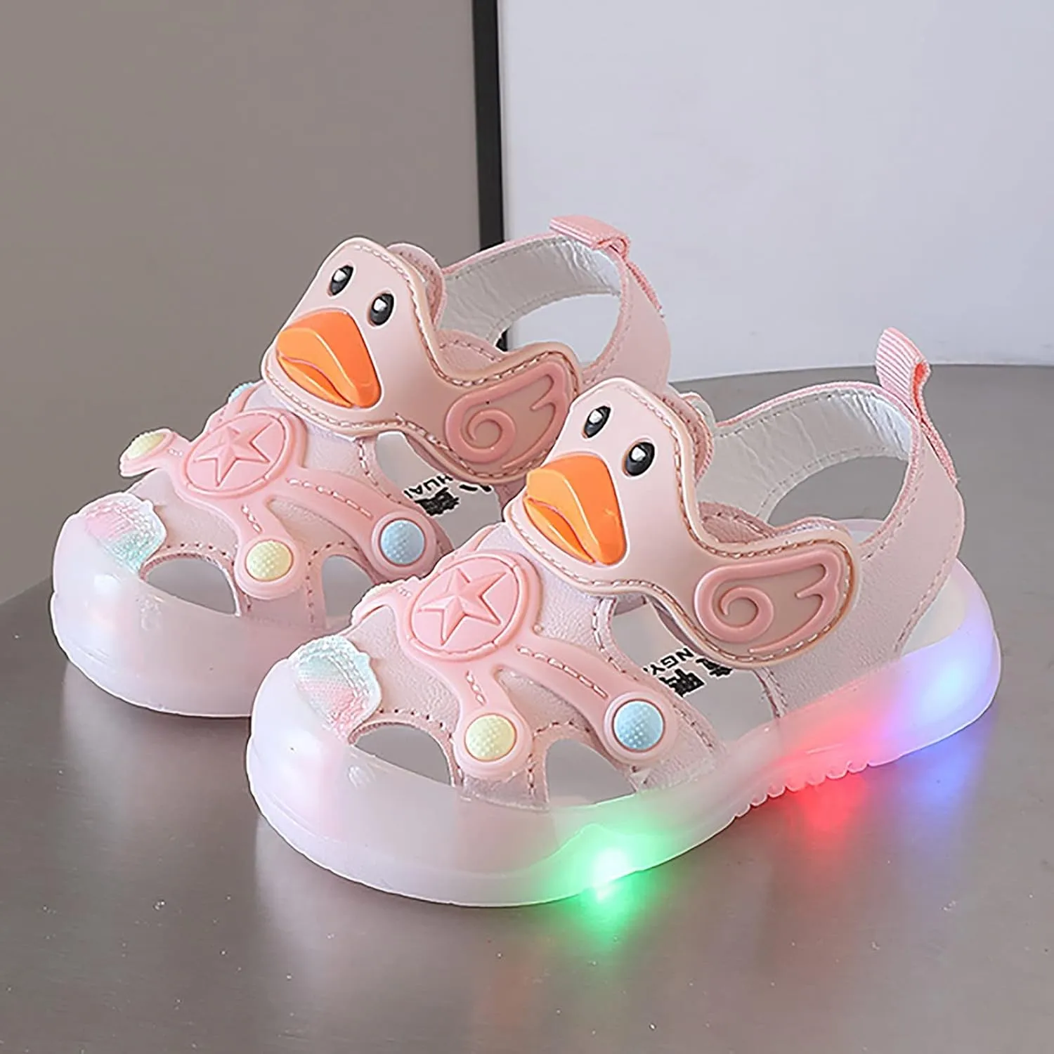 Cartoon Lights up Sandals for Toddler Baby Infant Lightweight Trendy Non Slip Flat Shoes Barefoot Casual Sandals