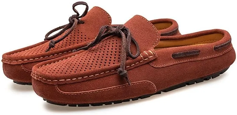Casual Suede Slip-On Loafers with Bow Tie, Anti-Slip Rubber Sole, Lightweight Comfortable Mens Slippers Mules