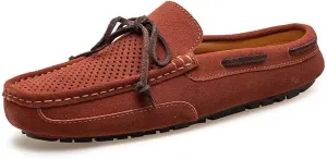 Casual Suede Slip-On Loafers with Bow Tie, Anti-Slip Rubber Sole, Lightweight Comfortable Mens Slippers Mules