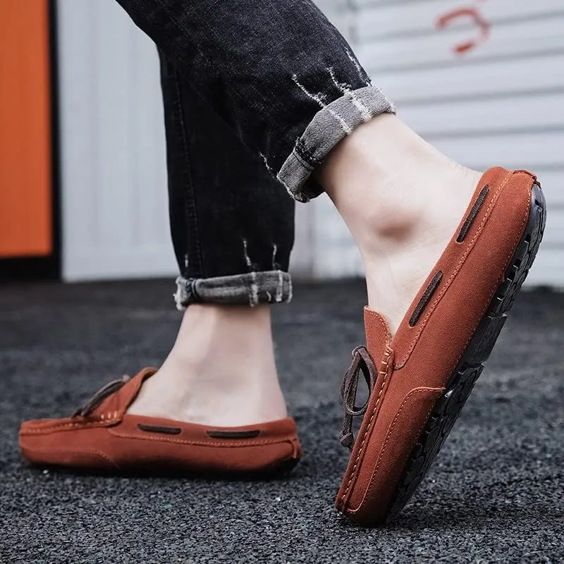 Casual Suede Slip-On Loafers with Bow Tie, Anti-Slip Rubber Sole, Lightweight Comfortable Mens Slippers Mules
