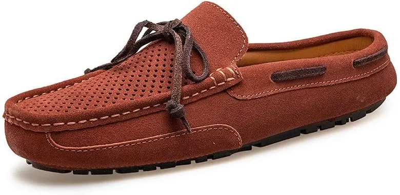 Casual Suede Slip-On Loafers with Bow Tie, Anti-Slip Rubber Sole, Lightweight Comfortable Mens Slippers Mules