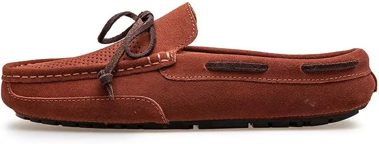 Casual Suede Slip-On Loafers with Bow Tie, Anti-Slip Rubber Sole, Lightweight Comfortable Mens Slippers Mules