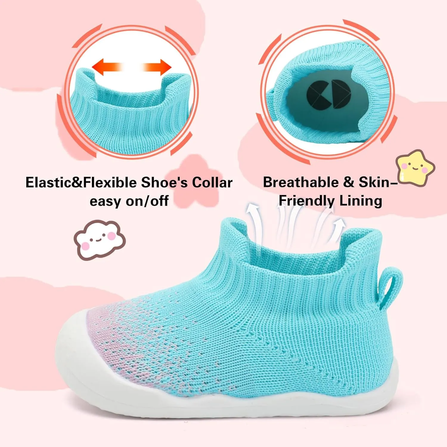 Centipede Demon Baby Shoes Baby Boys Girls Sock Shoes Breathable Infants Toddlers Slippers Indoor Outdoor Boots First Walking Shoe Slip On Sneakers Non Slip with Soft Rubber Soles
