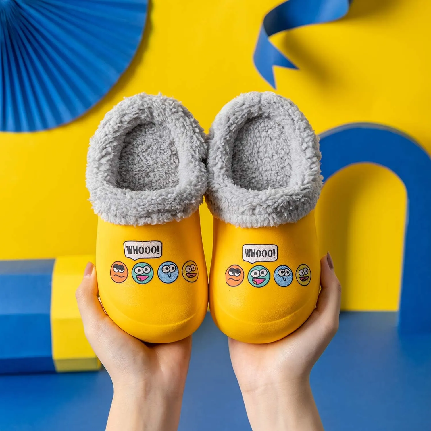 CERYTHRINA Little Kids Lined Clogs Girls Boys Slide Lightweight Garden Shoes Slip-on Cotton Slippers