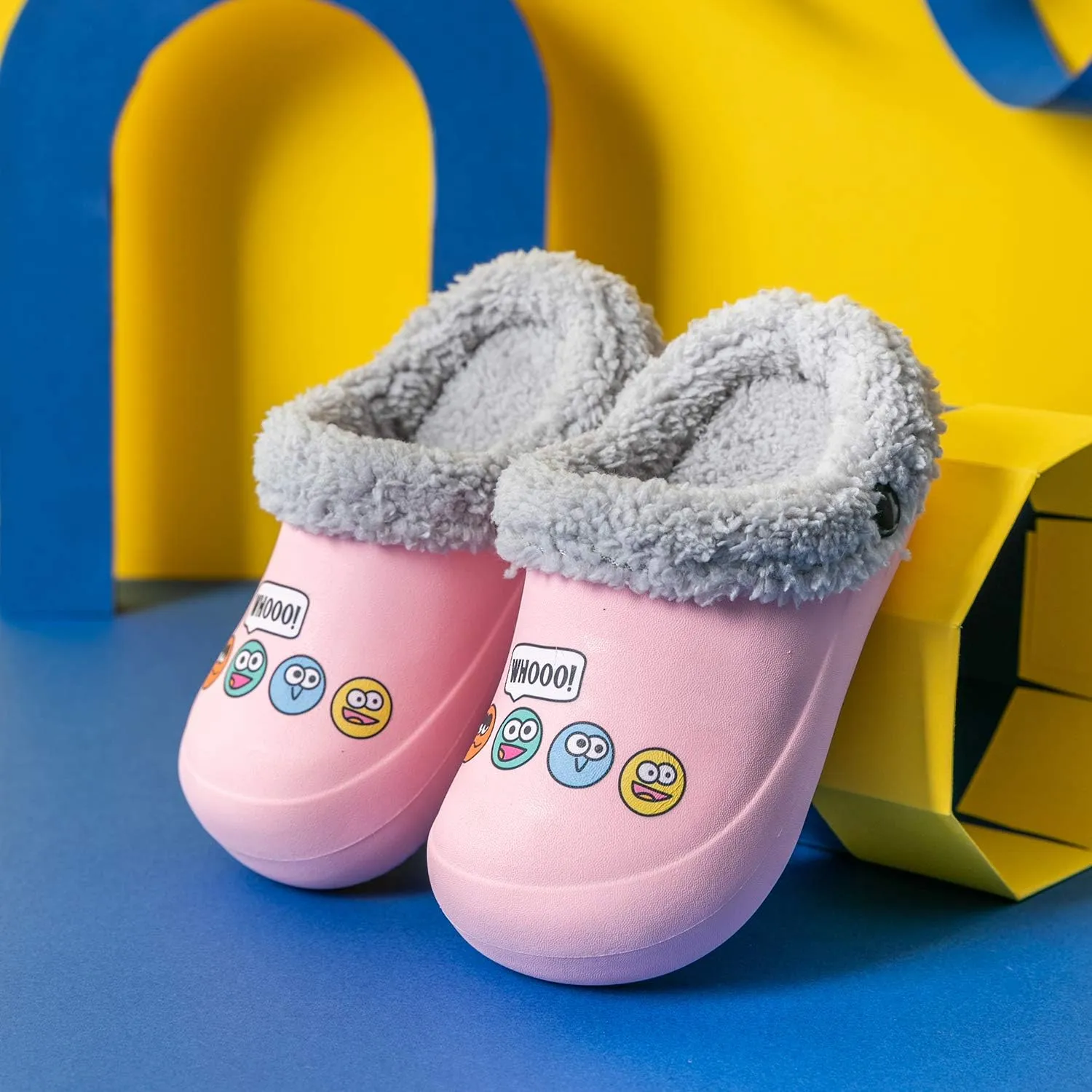 CERYTHRINA Little Kids Lined Clogs Girls Boys Slide Lightweight Garden Shoes Slip-on Cotton Slippers