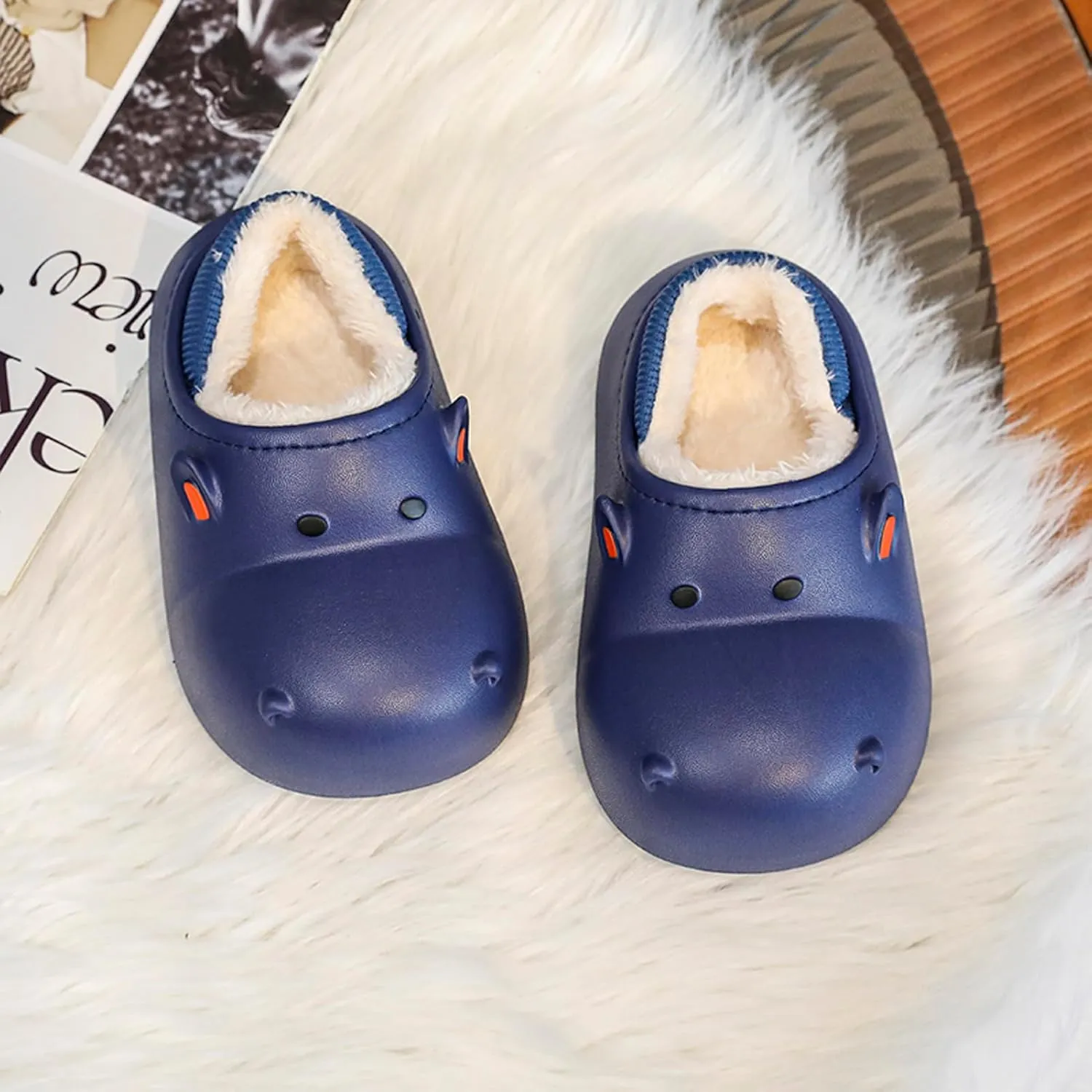 CERYTHRINA Little Kids Lined Clogs Girls Boys Slide Lightweight Garden Shoes Slip-on Cotton Slippers