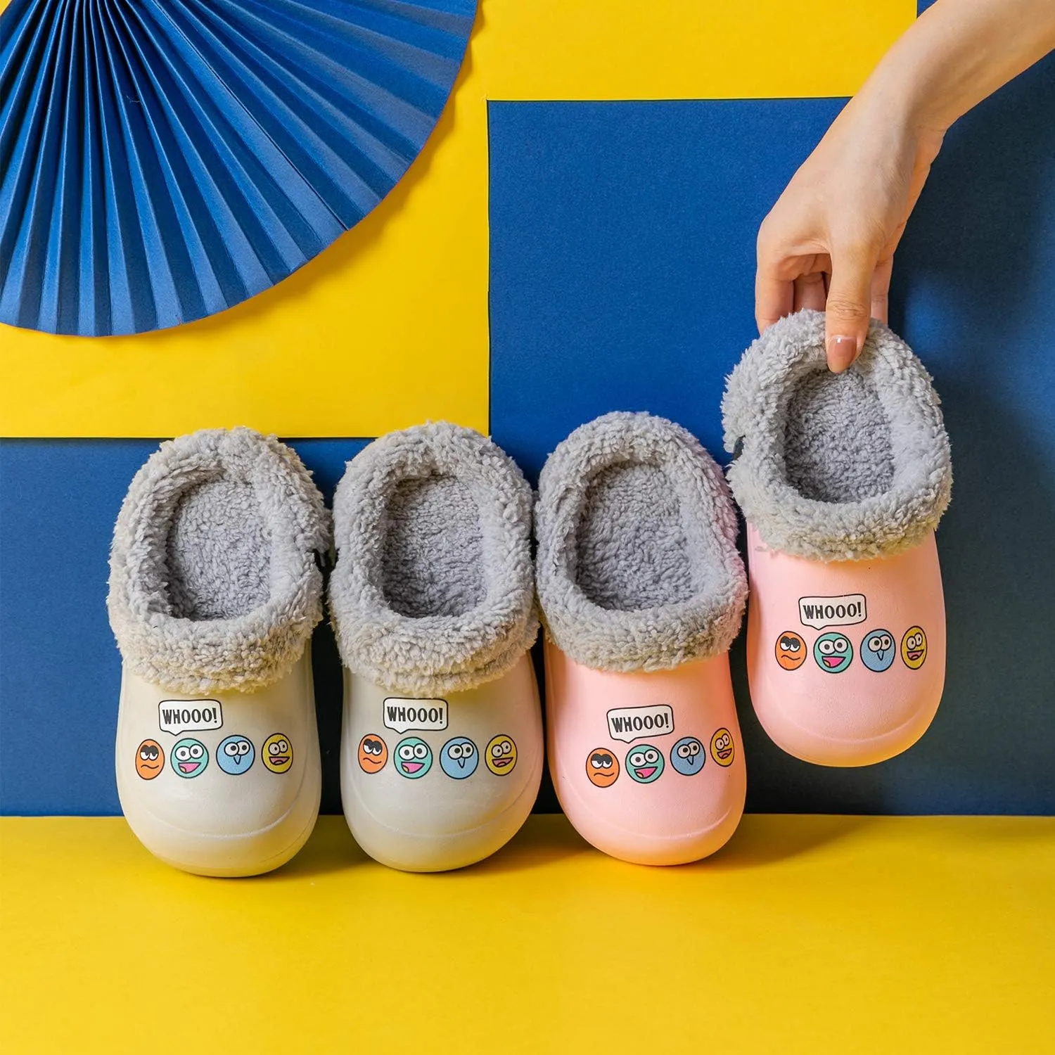 CERYTHRINA Little Kids Lined Clogs Girls Boys Slide Lightweight Garden Shoes Slip-on Cotton Slippers