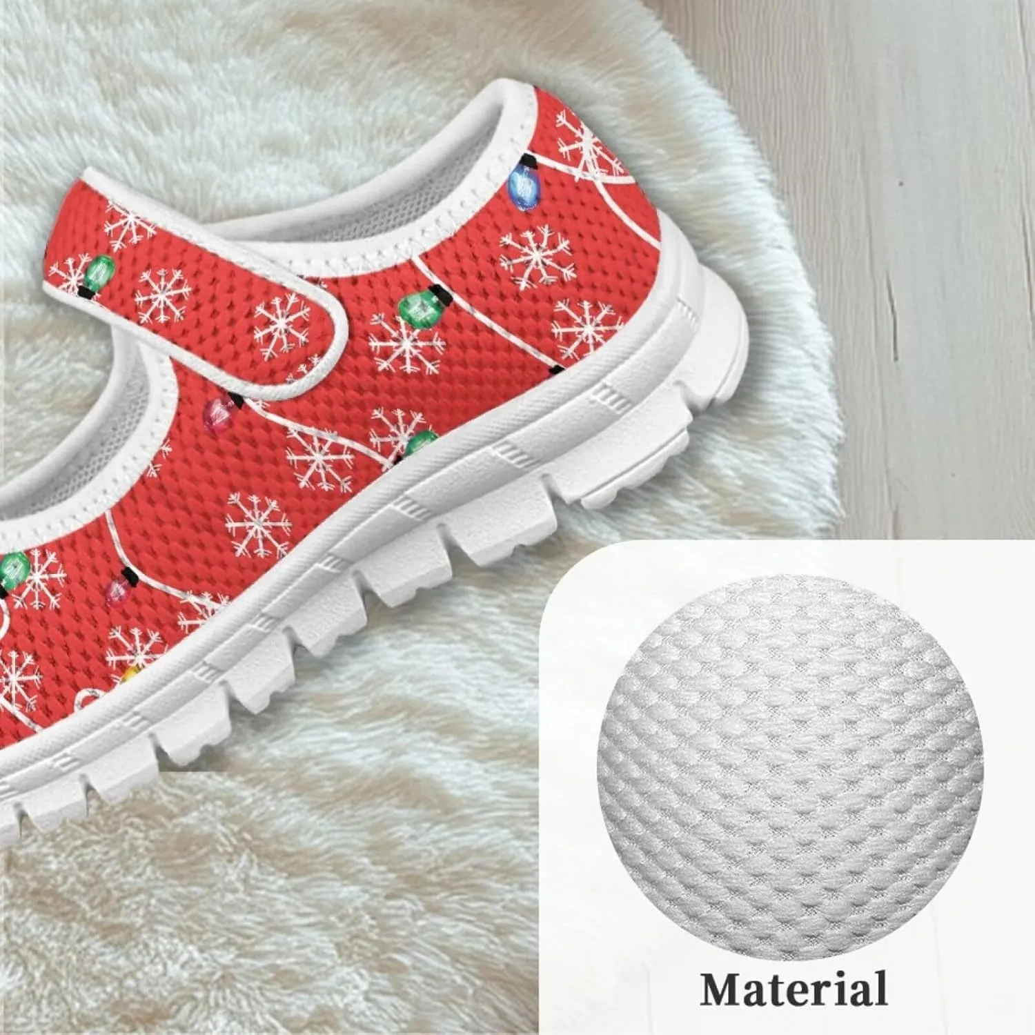 chaqlin Christmas Sneaker Mary Jane for Kids Slip On Casual Outdoor School Sports Shoes Lightweight Flat Walking Sneaker
