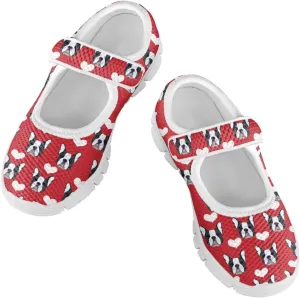 chaqlin Dog Girls Dress Shoes Mary Jane Running Athletic Shoes Lightweight Barefoot Flat Breathable Mesh for Outdoor Indoor