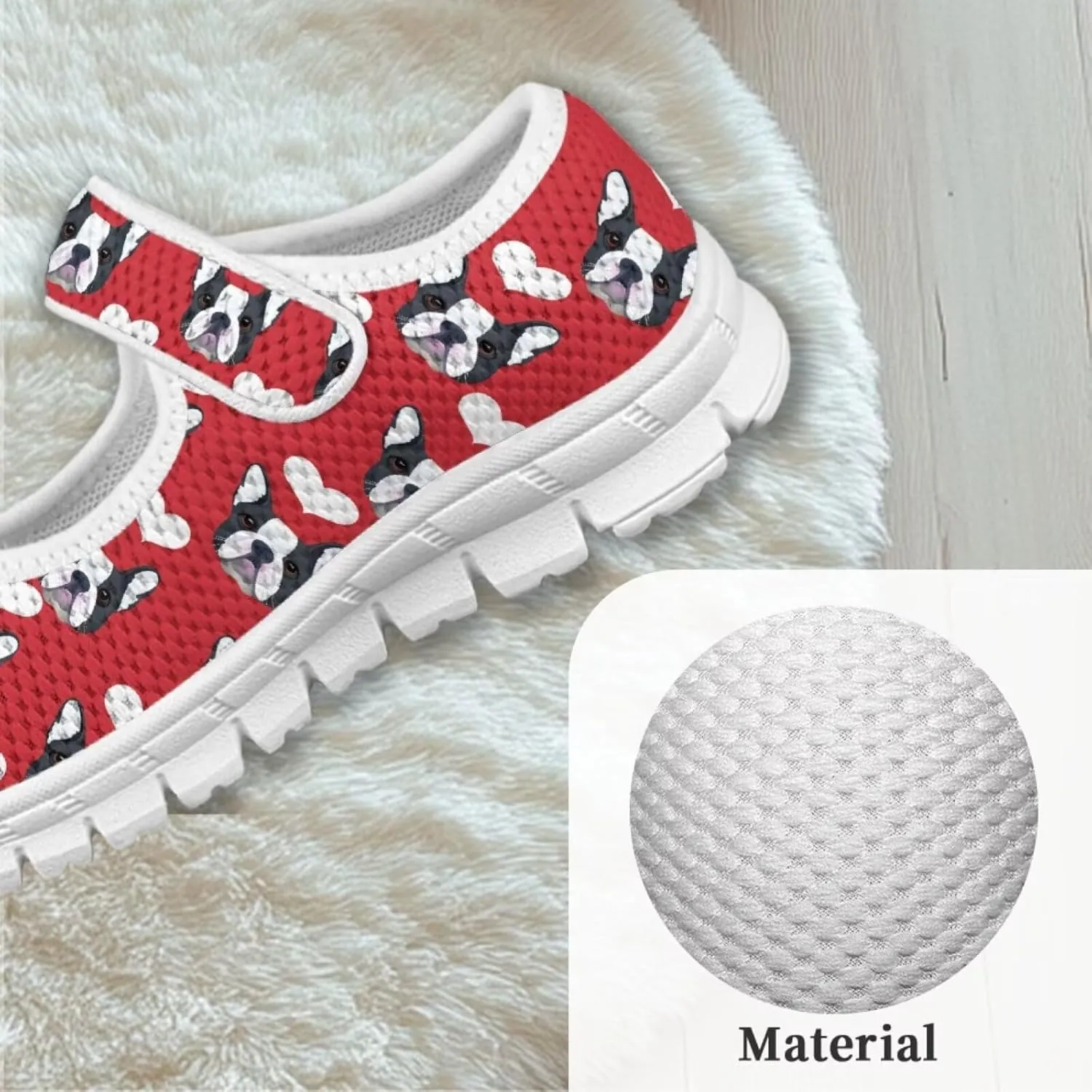 chaqlin Dog Girls Dress Shoes Mary Jane Running Athletic Shoes Lightweight Barefoot Flat Breathable Mesh for Outdoor Indoor