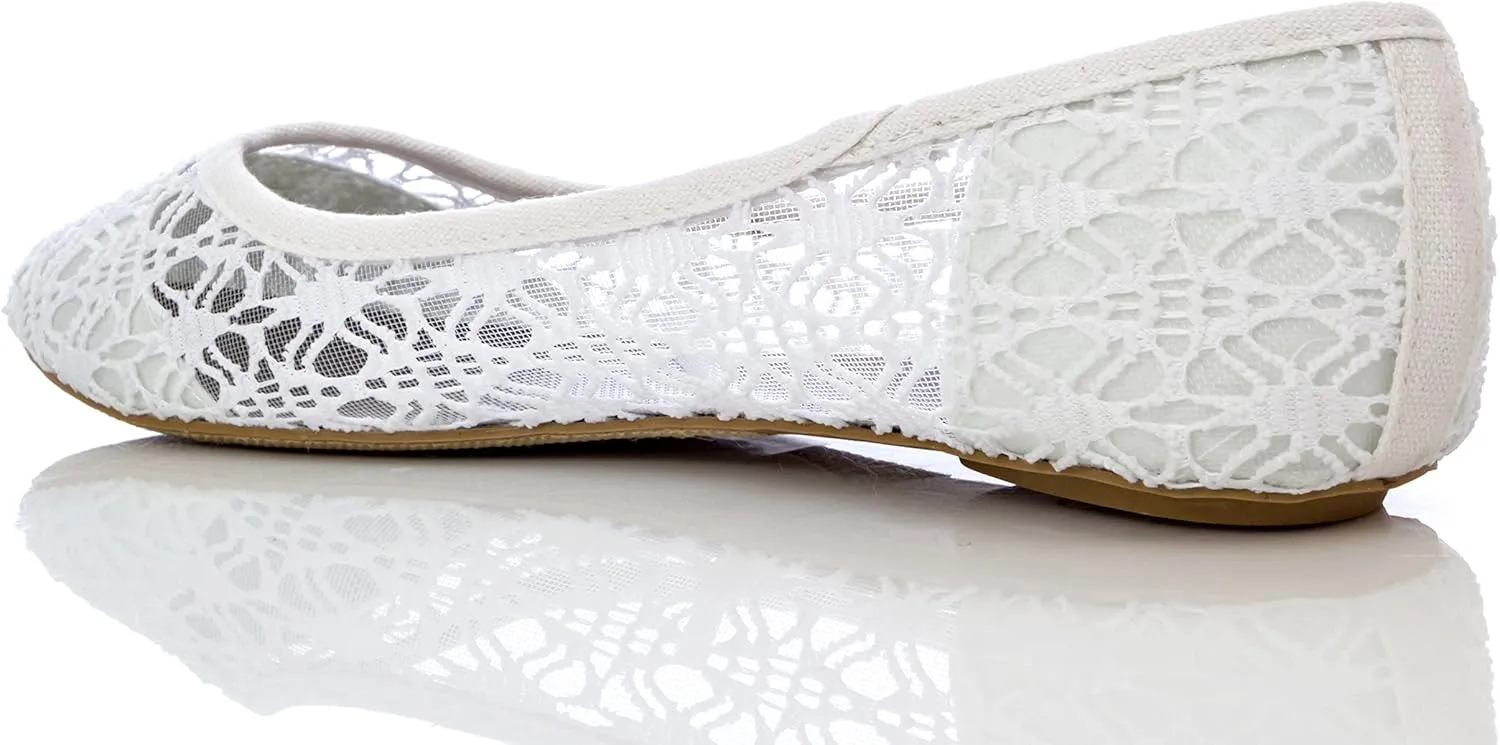 Charles Albert Women's Breathable Crochet Lace Ballet Flat