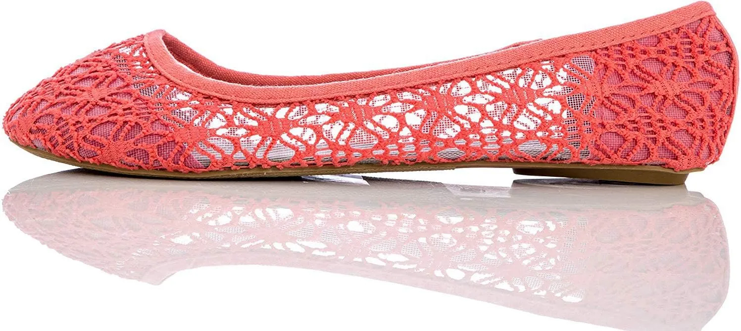 Charles Albert Women's Breathable Crochet Lace Ballet Flat