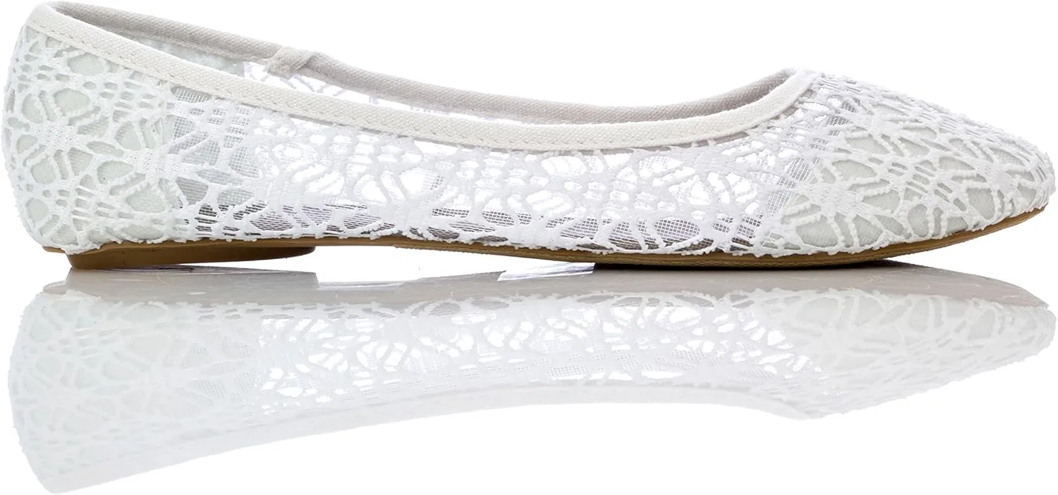 Charles Albert Women's Breathable Crochet Lace Ballet Flat