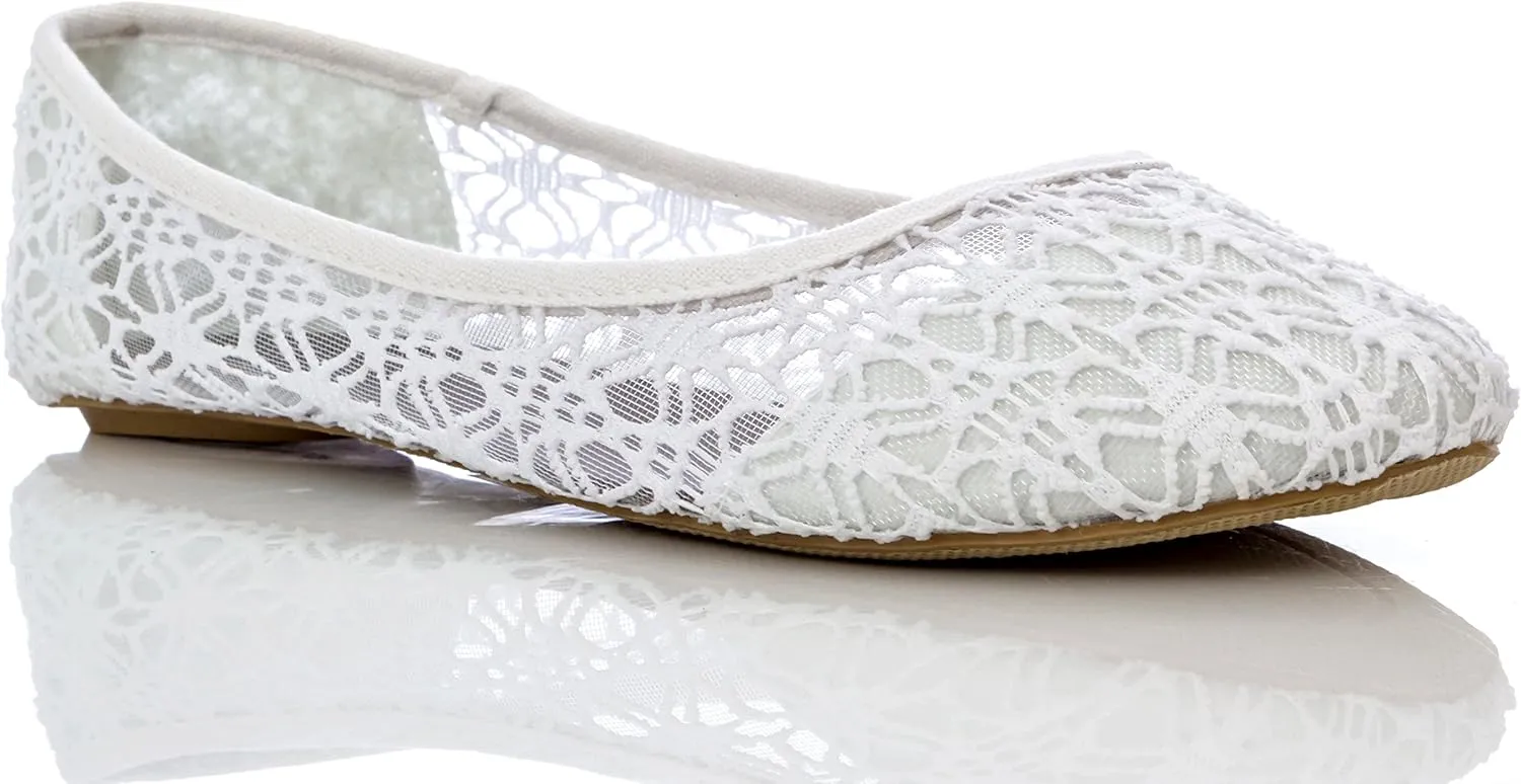 Charles Albert Women's Breathable Crochet Lace Ballet Flat