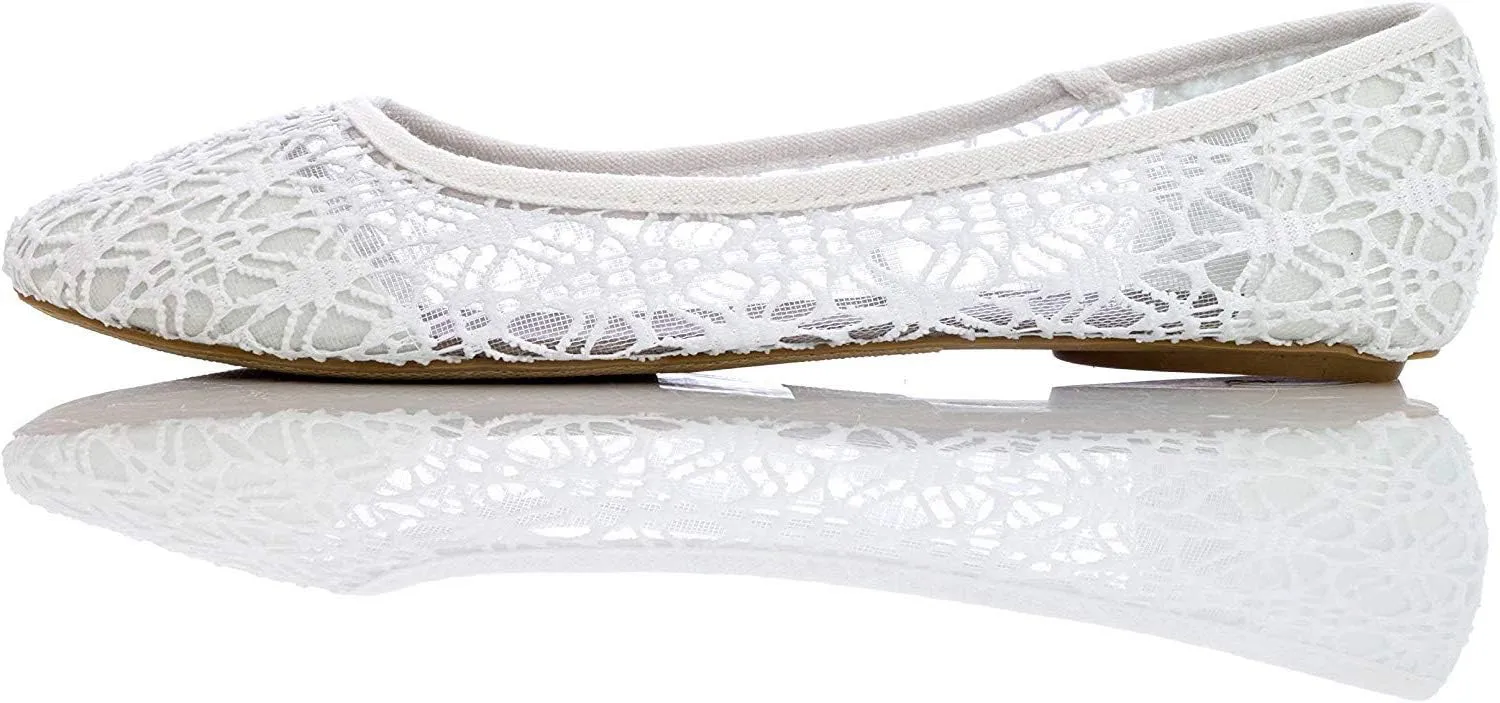 Charles Albert Women's Breathable Crochet Lace Ballet Flat