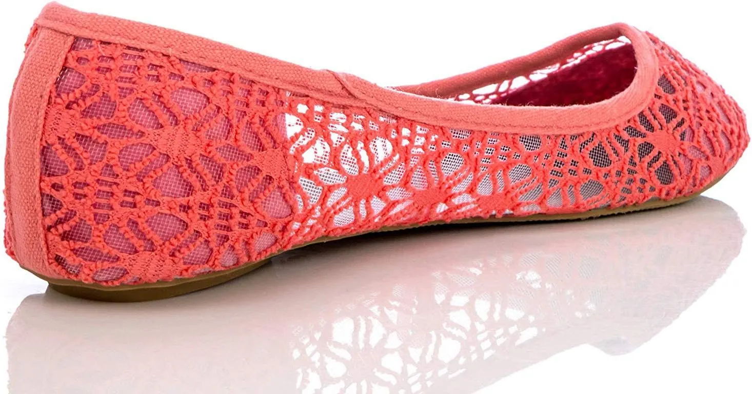 Charles Albert Women's Breathable Crochet Lace Ballet Flat