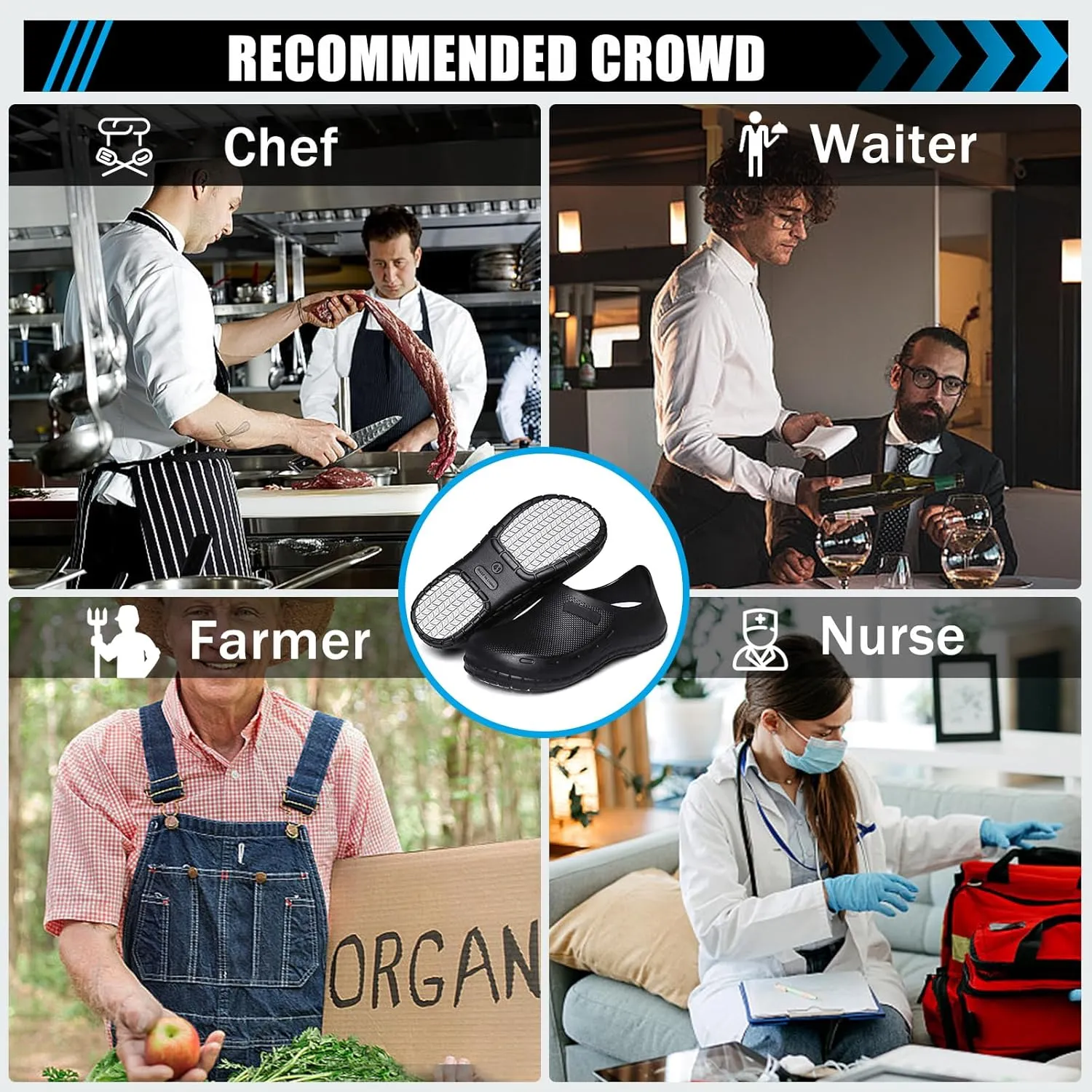 Chef Shoes Men - Non Slip Oil Water Resistant Work Shoe Comfortable Nursing Clogs for Garden Kitchen Restaurant Office Seaside Indoor and Outdoor for Women Men Zapatos de Cocina para Hombres
