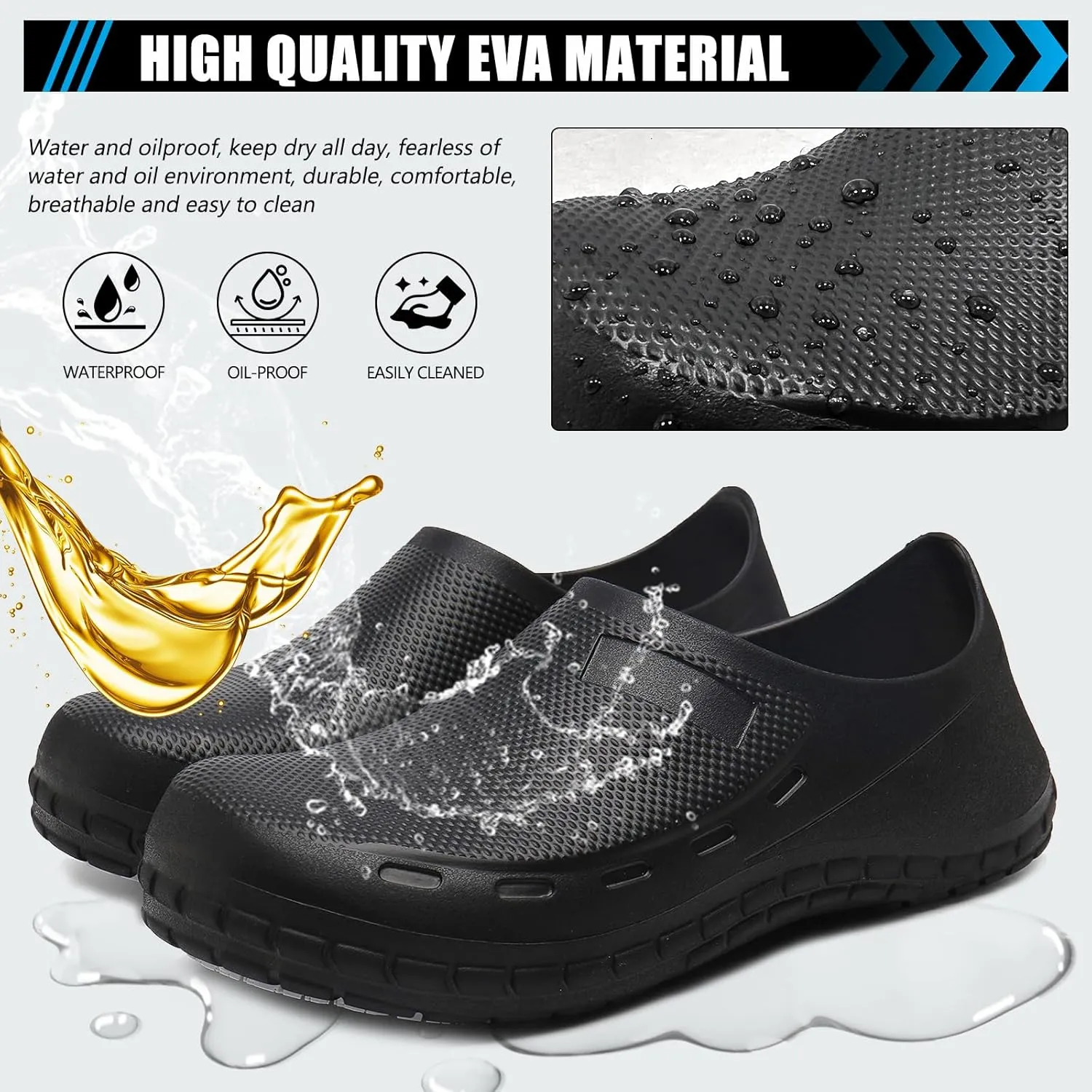 Chef Shoes Men - Non Slip Oil Water Resistant Work Shoe Comfortable Nursing Clogs for Garden Kitchen Restaurant Office Seaside Indoor and Outdoor for Women Men Zapatos de Cocina para Hombres