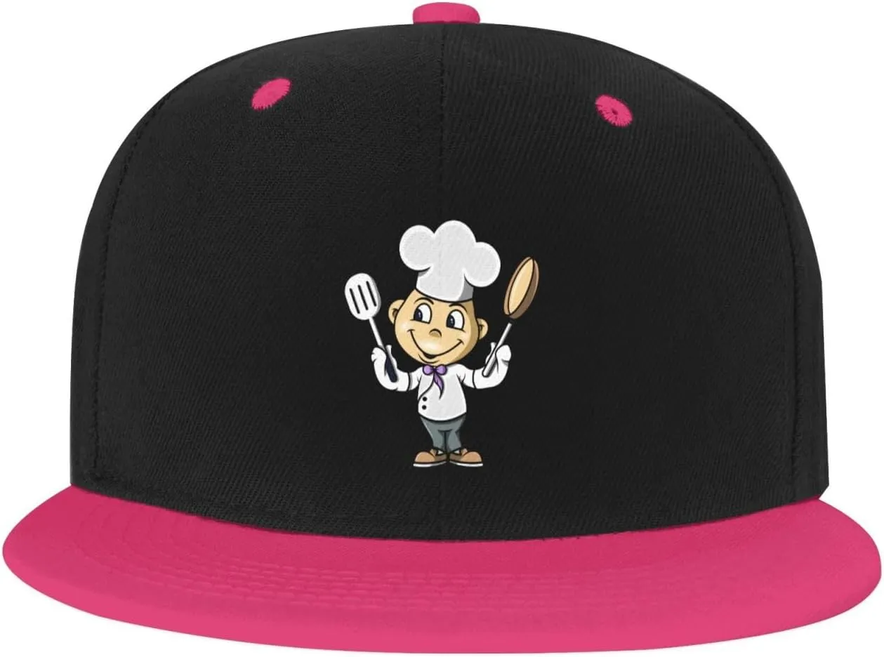 Chef with Spatula and Frying Pan Baseball Cap for Men Women Snapback Hat Adjustable Flat Bill Hats