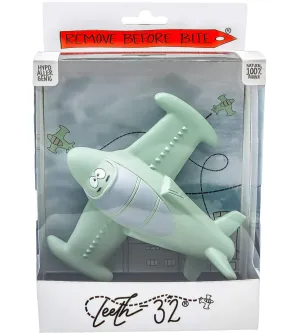 Chewy, The Teeth-32 Airplane Teething Toy 100% Natural Havea Rubber Green