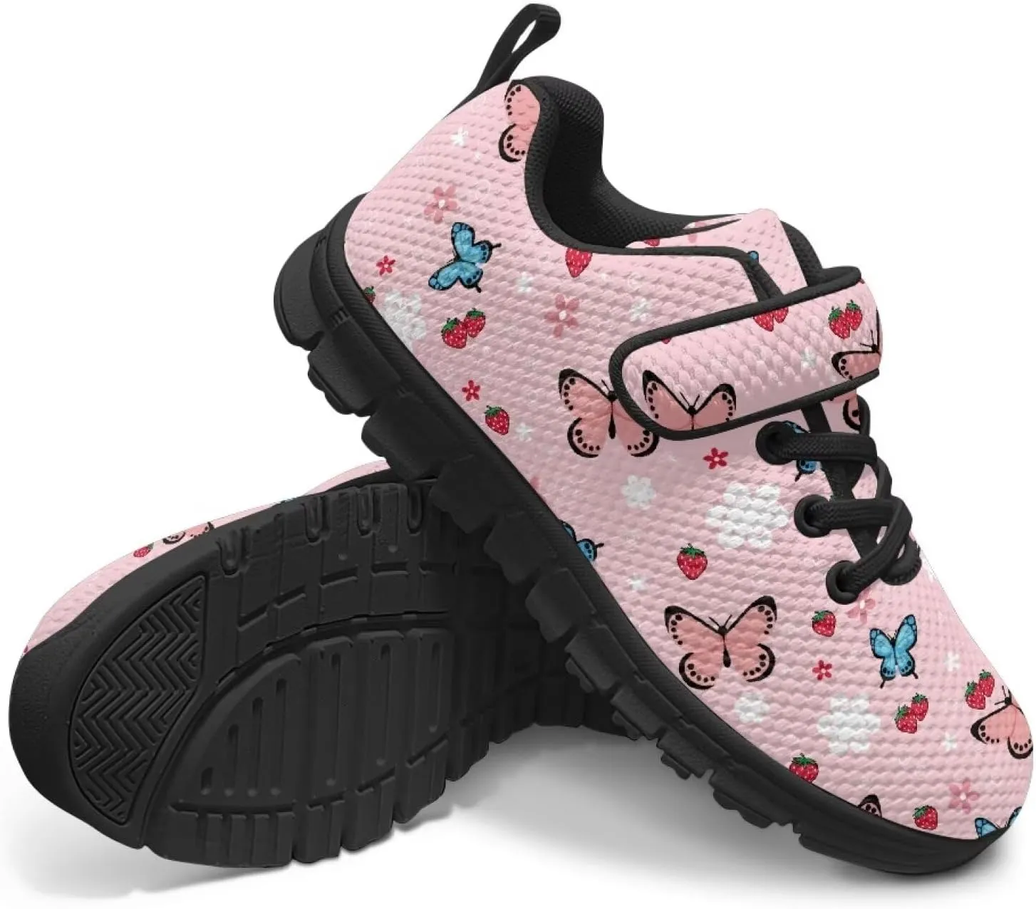 Child Boys Girls Travel Shoes Single Buckle Low-Top Sneakers Lightweight Lace-Up Running Shoe for Travel US 11-15 Black Sole