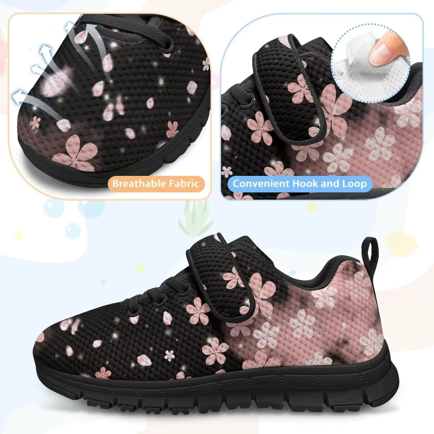 Child Boys Girls Travel Shoes Single Buckle Low-Top Sneakers Lightweight Lace-Up Running Shoe for Travel US 11-15 Black Sole