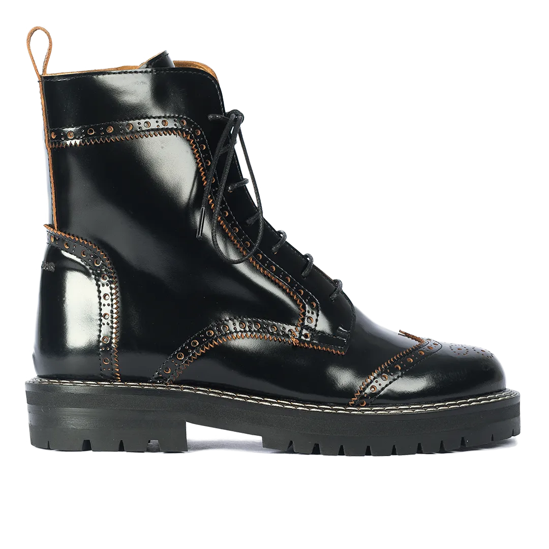 Chunky lace-up boot with brogue pattern