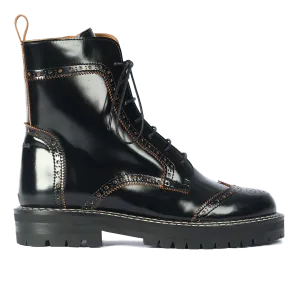 Chunky lace-up boot with brogue pattern