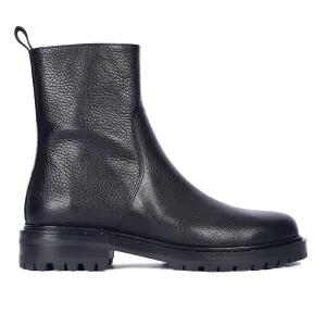 Chunky leather boot with zipper
