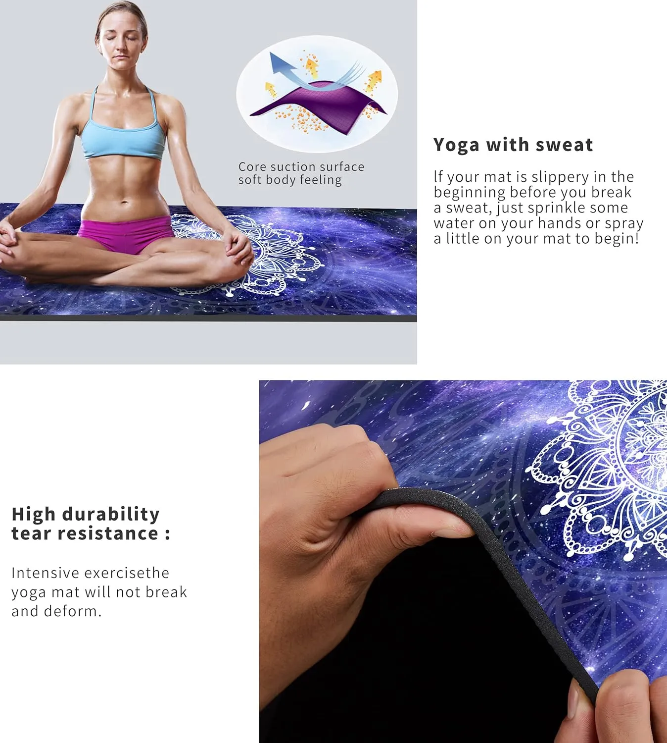 Cifupy Yoga Mat Double-Sided Non Slip Exercise Mat Eco Friendly TPE Fitness Exercise Mat With Carrying Strap & Storage Bag Workout Mat for Yoga, Pilates and Floor Exercises