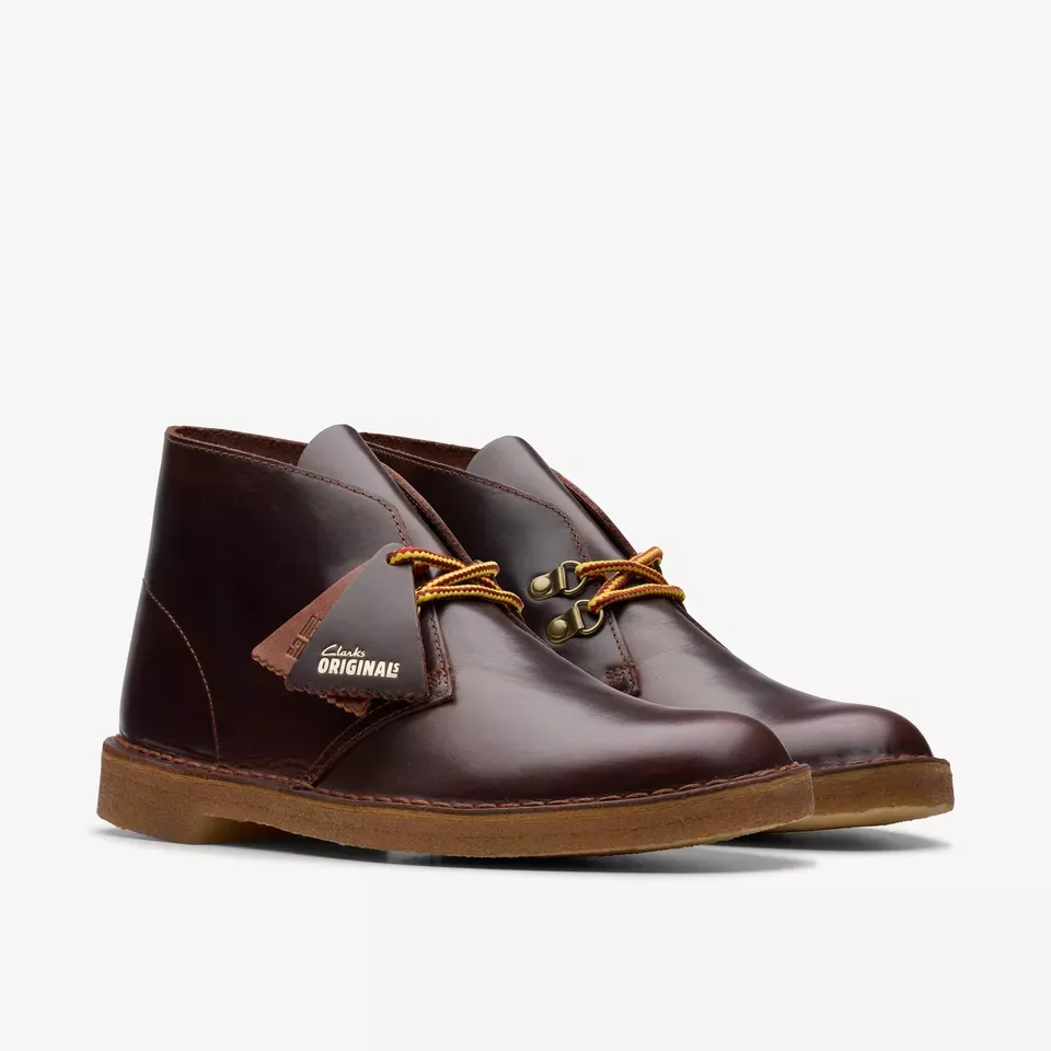Clarks Men's Desert Boot Hiker Burgundy Leather