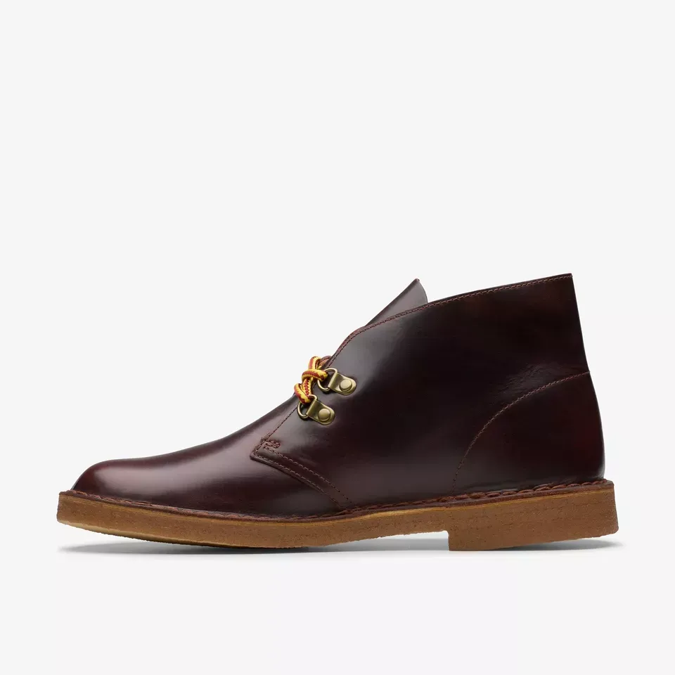 Clarks Men's Desert Boot Hiker Burgundy Leather