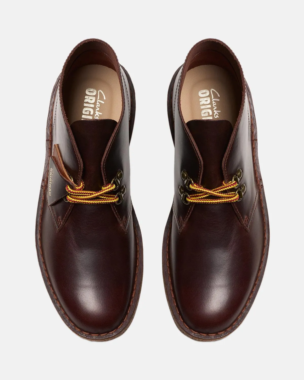 CLARKS ORIGINALS MENS DESERT BOOT HIKER BOOTS BURGUNDY LEATHER