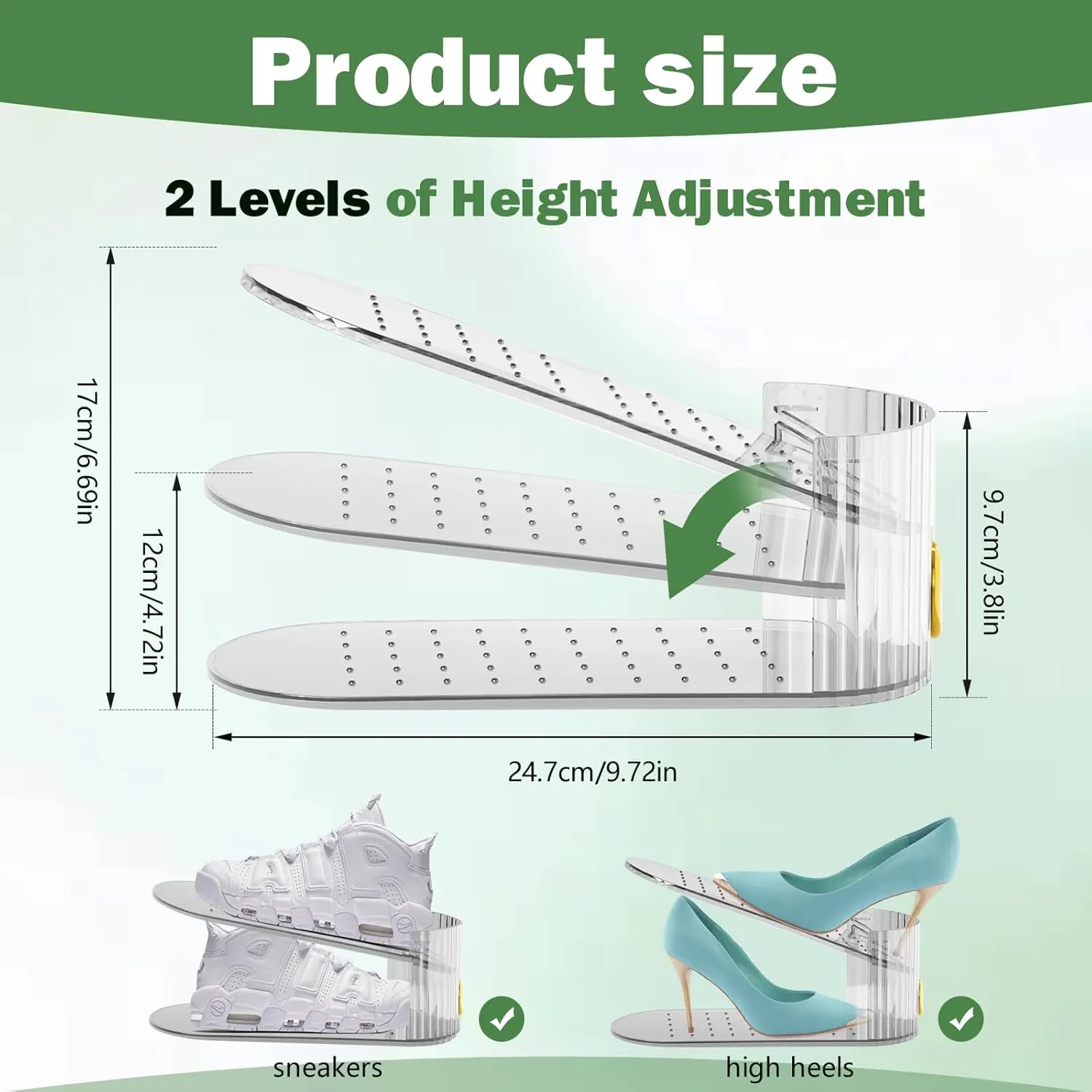 Clear 20 Pack Shoe Slot Organizer, Shoe Stacker Organizer Holders for A Pair of Shoes, Adjustable Thickening Double Layer 50% Shoe Space Saver Rack Storage for Closet (clear, 20 pack)