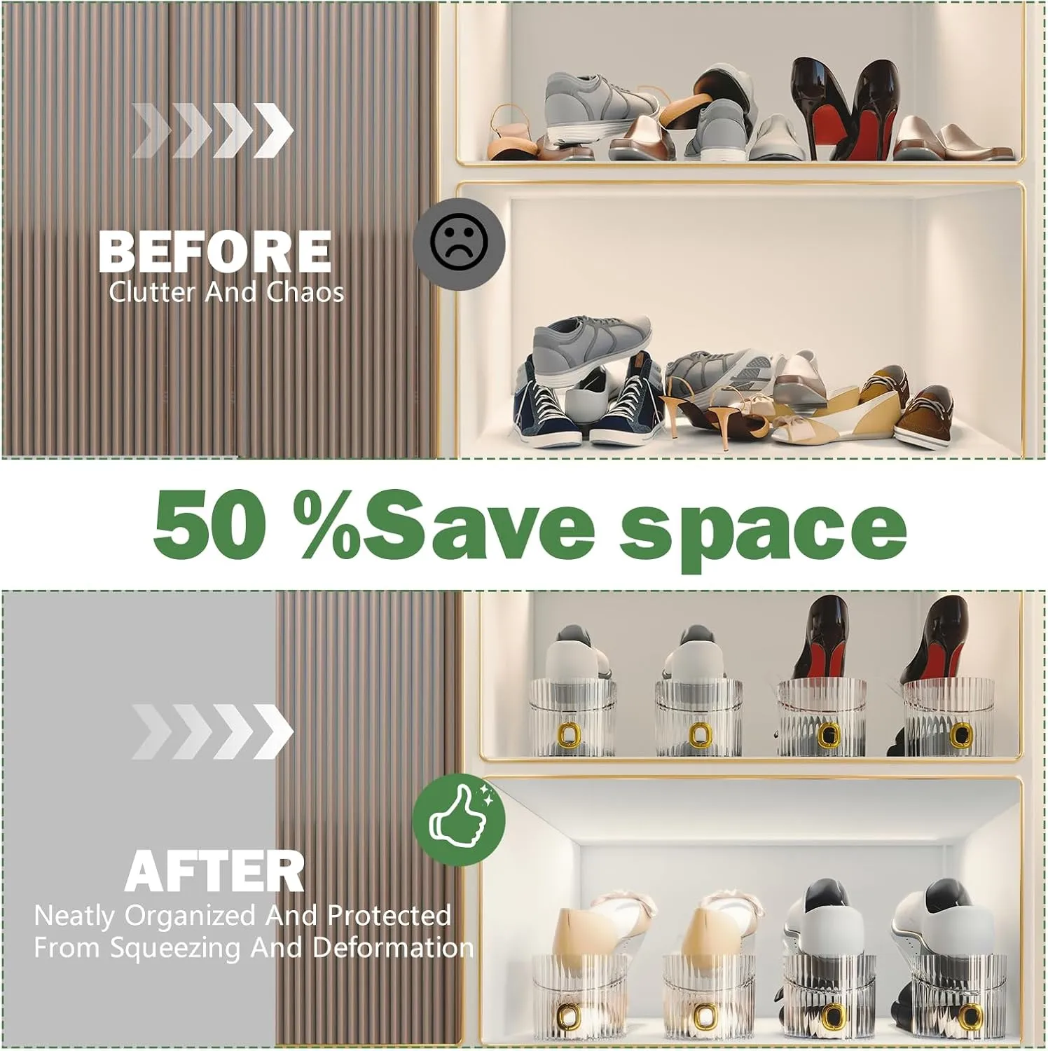 Clear 20 Pack Shoe Slot Organizer, Shoe Stacker Organizer Holders for A Pair of Shoes, Adjustable Thickening Double Layer 50% Shoe Space Saver Rack Storage for Closet (clear, 20 pack)