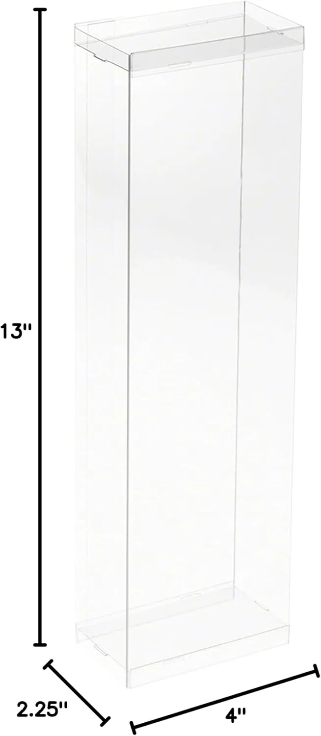 Clear Folding Display Box for 11-12.5 inch Dolls and Action Figures, 4" W x 2.25" D x 13" H, Pack of 5