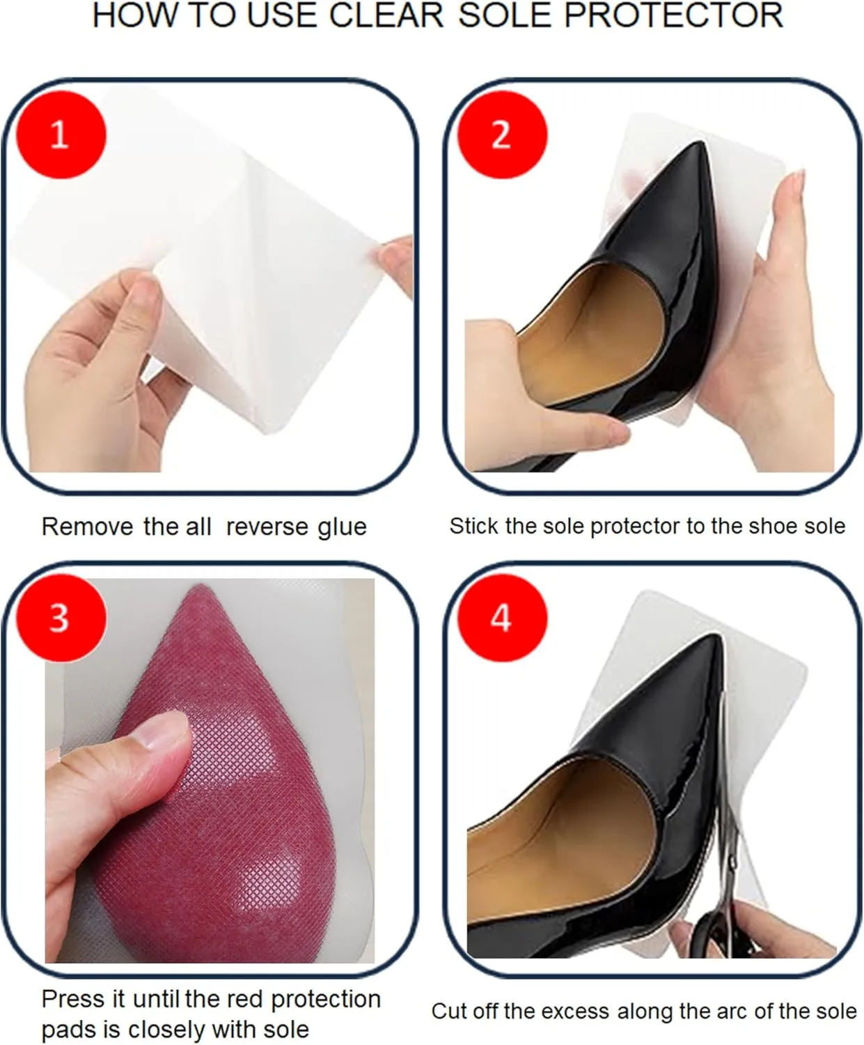 Clear Shoe Sole Protector for Red Bottom Shoe Protector Compatible with Christian Louboutin Shoes,Self-Adhesive Red Bottom Protectors Replacement for Louboutin Shoes (6"x4",Clear 6Pcs)