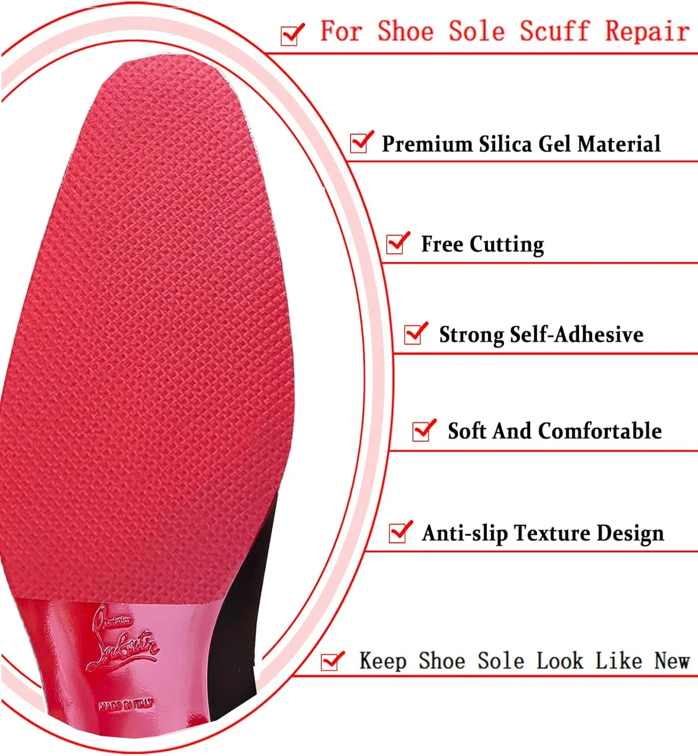 Clear Shoe Sole Protector for Red Bottom Shoe Protector Compatible with Christian Louboutin Shoes,Self-Adhesive Red Bottom Protectors Replacement for Louboutin Shoes (6"x4",Clear 6Pcs)
