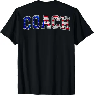 Coach Sports Trainer American Flag Varsity on the back T-Shirt