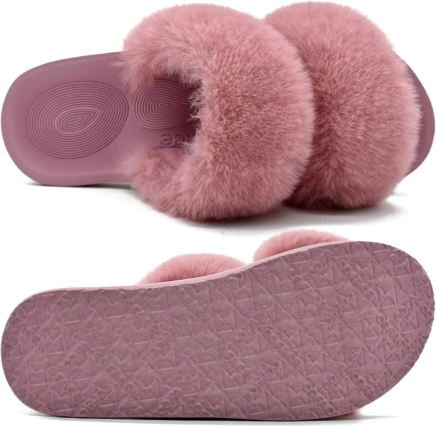 COFACE Fluff Womens Slippers Faux Fur Slip On Orthotic Slippers with Arch Support for Plantar Fasciitis Relief